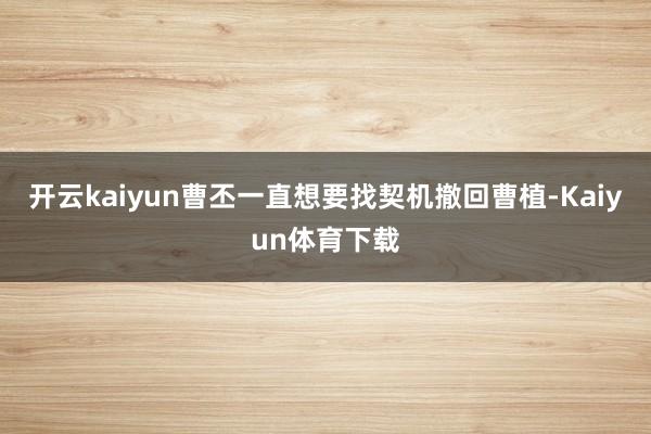 开云kaiyun曹丕一直想要找契机撤回曹植-Kaiyun体育下载