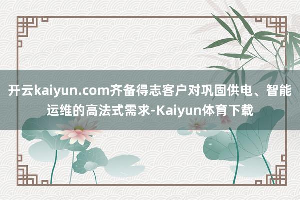 开云kaiyun.com齐备得志客户对巩固供电、智能运维的高法式需求-Kaiyun体育下载