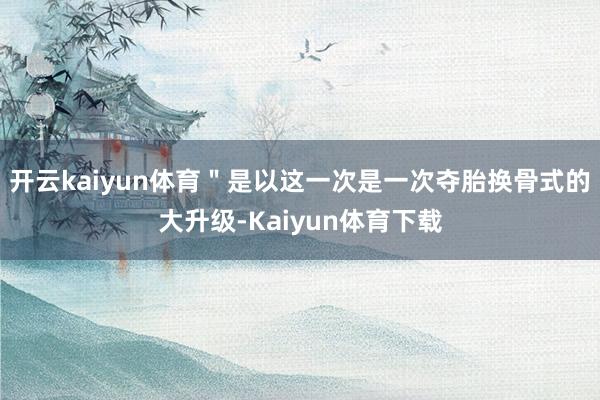 开云kaiyun体育＂是以这一次是一次夺胎换骨式的大升级-Kaiyun体育下载