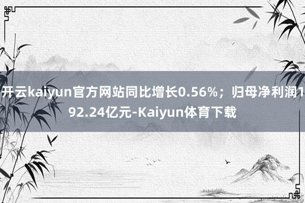 开云kaiyun官方网站同比增长0.56%;归母净利润192.24亿元-Kaiyun体育下载