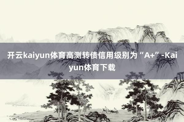 开云kaiyun体育高测转债信用级别为“A+”-Kaiyun体育下载