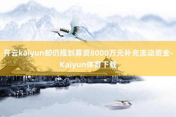 开云kaiyun却仍规划募资8000万元补充流动资金-Kaiyun体育下载